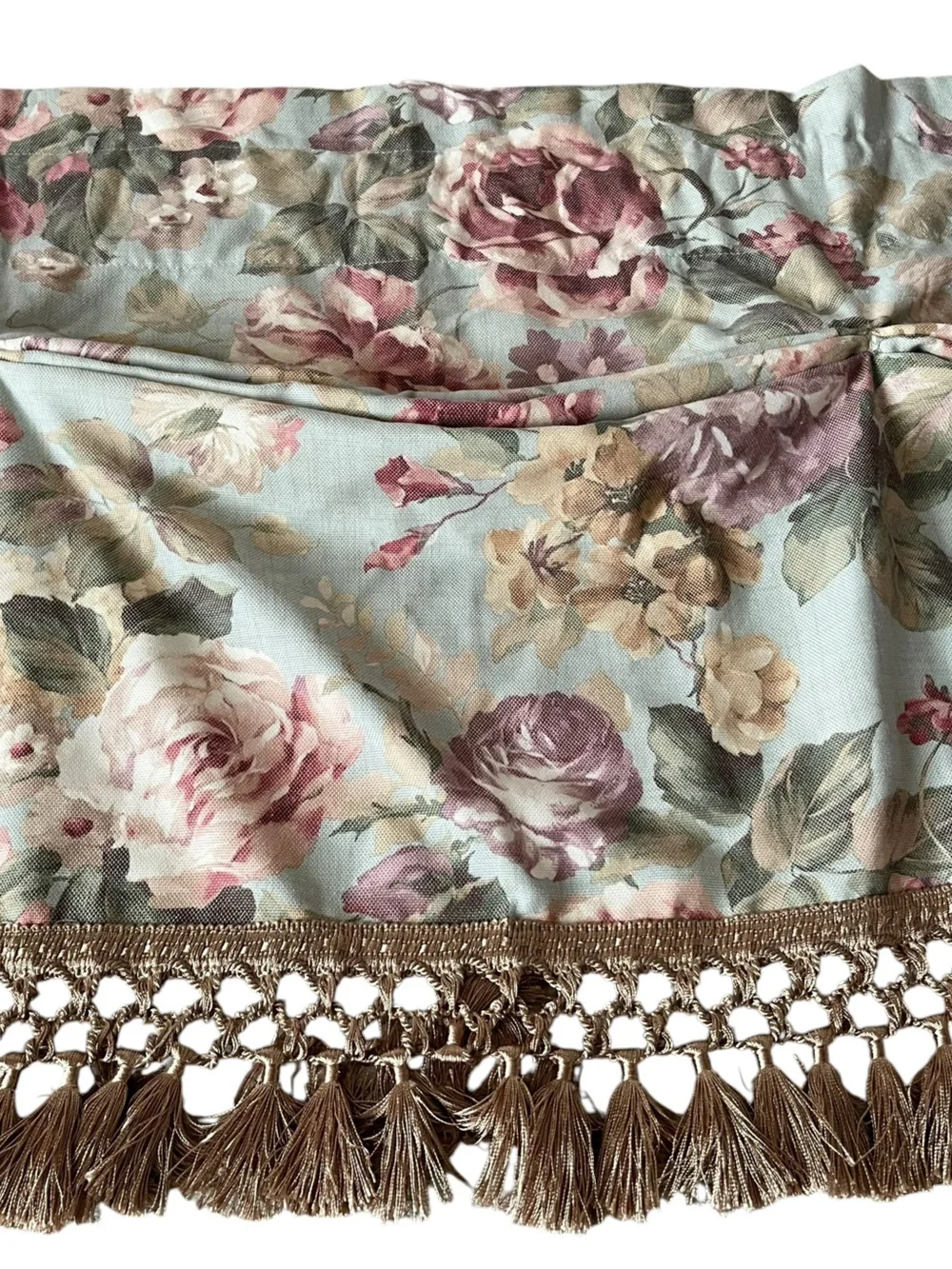 Vintage JC Penney Floral Rose Curtains with Swag Valances Set of Four